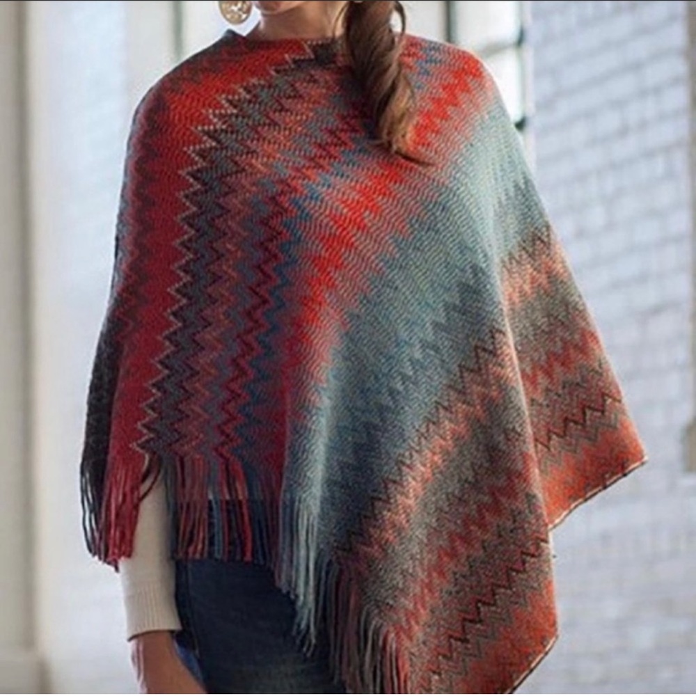 Ryan Michael Fringed Sunset Poncho